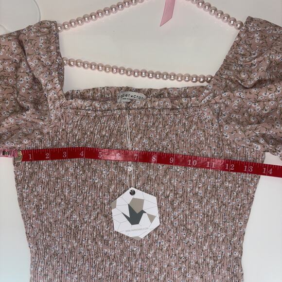 Paper Crane Floral‎ Dress Sz S Fairy Ethereal Dainty Mini NWT Milkmaid Smocked - Picture 6 of 8